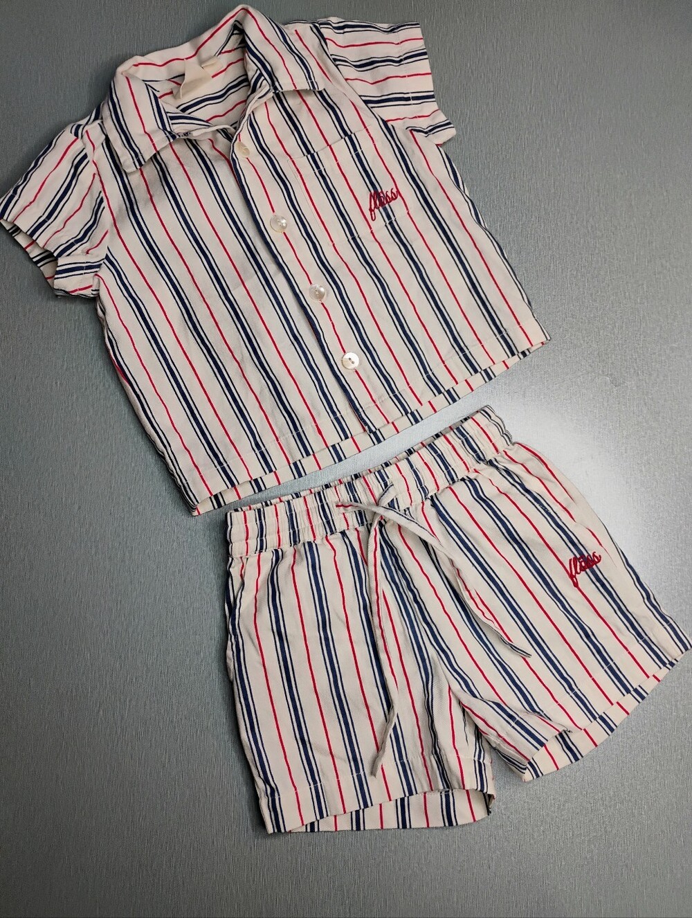 Floss Red White And Blue Striped Shorts Set